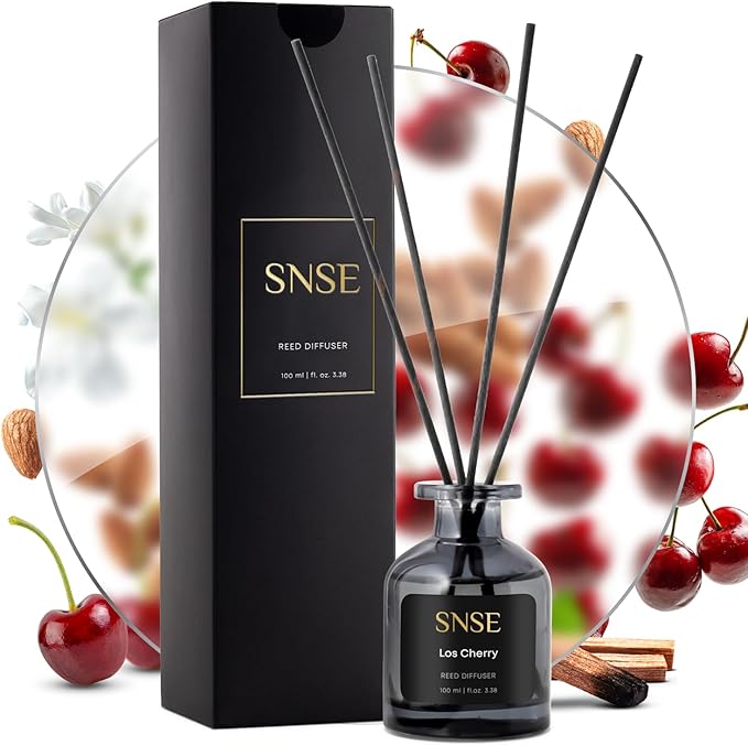 SNSE Los Cherry Perfumed Reed Diffuser Set - Premium Reed Diffusers for Home with Diffuser Reeds, Luxurious Gift Aroma, Sophisticated Scent, Ideal for Relaxation, Elegant Home Fragrance