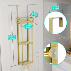 HapiRm Towel Rack Bathroom Storage - 3 Tier Over The Door & Wall Mounted Rolled Towel Racks Holder Organizer with Metal Shelf and 6 Hooks for Small Bathroom, Camper, Rv - Black