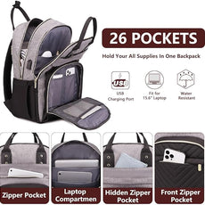 Laptop Backpack for Women/Men, Fits 15.6 Inch Laptop Bag, Fashion Travel Work Anti-theft Bag, Business Computer Waterproof Backpack Purse, Grey Black