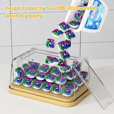 2-in-1 Trash Bag Dispenser & Laundry/Dishwasher Pods Container, Clear Acrylic Garbage Bag Organizer with Removable Lids, Under Sink Kitchen Storage Box for Pantry Organization