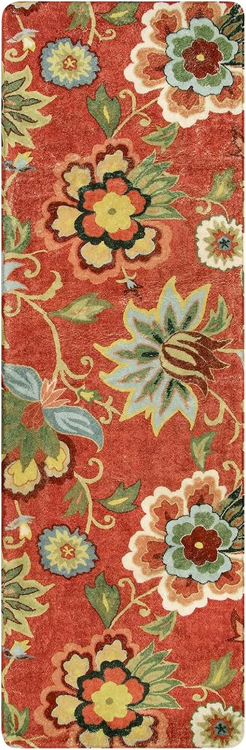 Lahome Floral 2x6 Washable Hallway Runner, Vintage Soft Non-Slip Carpet for Entryway Laundry Living RoomKitchen Runner Rug