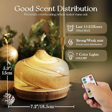 Porseme 500ml Essential Oil Diffuser, Aroma Ultrasonic Humidifier with Remote Control, BPA Free, Auto Shut-Off, Timer Setting for Large Room Sleeping Yoga