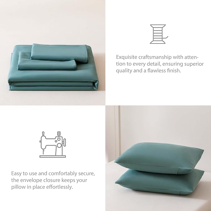 HeimenAogo Egyptian Cotton Duvet Cover Set King, Ultra Soft and Breathable Comforter Cover with Zipper Closure, High Thread Count Long Staple Cotton Blanket Cover 3Pcs, Teal (104"×90")