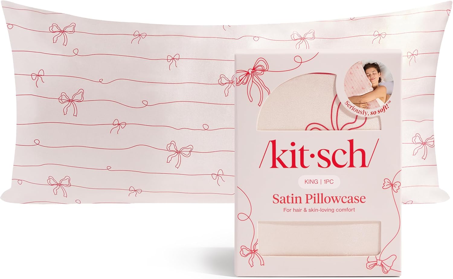 Kitsch Satin Pillowcase with Zipper for Hair & Skin - Softer Than Silk Pillow Cases, Smooth Cooling Satin Pillow Case, Wrinkle-Free, Machine Washable, Pillow Cases Standard Size 19x26 - Lavender Dormly