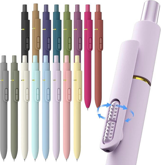 16 Pcs Gel Ink Pens, 0.7mm Fine Point for Smooth Writing Journaling Pens, Black Quick-Dry Long Lasting Fidge Pens, Cute School Office Supplies Gifts for Women (16Pcs Morandi＋Vintage-Black Ink)