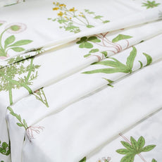 FADFAY Shabby Green Floral Sheet Set 100% Cotton Bed Sheet Set Green White Natural Hypoallergenic Bedding Set,4pcs-Queen