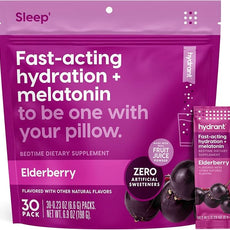 Hydrant - Sleep Electrolyte Powder, Elderberry Flavor, 30 Rapid Hydration Individual Stick Packs - Sleep Blend of Melatonin, L-Theanine, Magnesium, & Chamomile