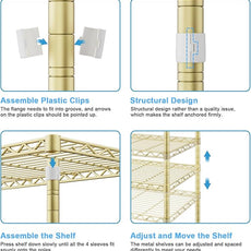Ulif M2 Wall-Mounted Clothes Rack, Metal Closet System with 4 Expandable Hanger Rods and 5 Metal Shelves, Mount-on-Wall Clothing Storage Organizer in (70.8-102.3)