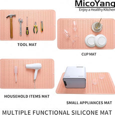 Silicone Dish Drying Mat for Multiple Usage,Easy clean,Eco-friendly,Heat-resistant Silicone Mat for Kitchen Counter or Sink,Refrigerator or Drawer Liner Pink 4XL 32 inches x 18 inches