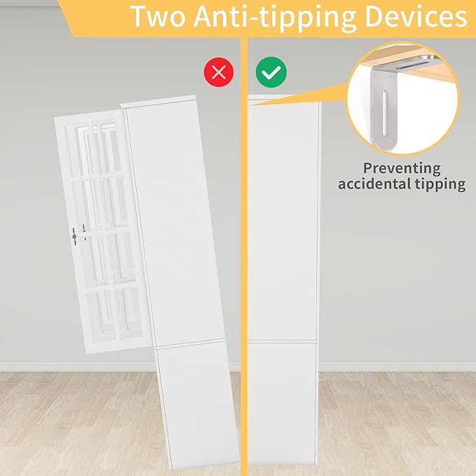 78.8" Tall Bookcase Display Storage Cabinet Hutch with Glass Doors & Drawers - Curio Display Bookshelf Kitchen Pantry for Home, Kitchen, Living Room.