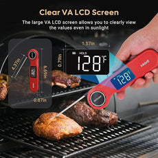 Rechargeable 0.5 Seconds Instant Read Meat Thermometer for Cooking, ±0.5℉ Accuracy Digital Food Thermometer with Large Screen, Waterproof Kitchen Thermometer Magnets for Grilling Frying BBQ
