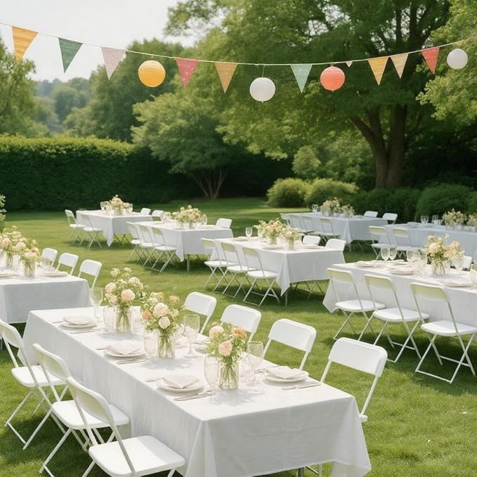 10 Pack White Plastic Folding Chairs for Outside, Portable Stackable Commercial Metal Foldable Chairs with Steel Frame for Home Events Office Wedding Party, 350lbs Capacity