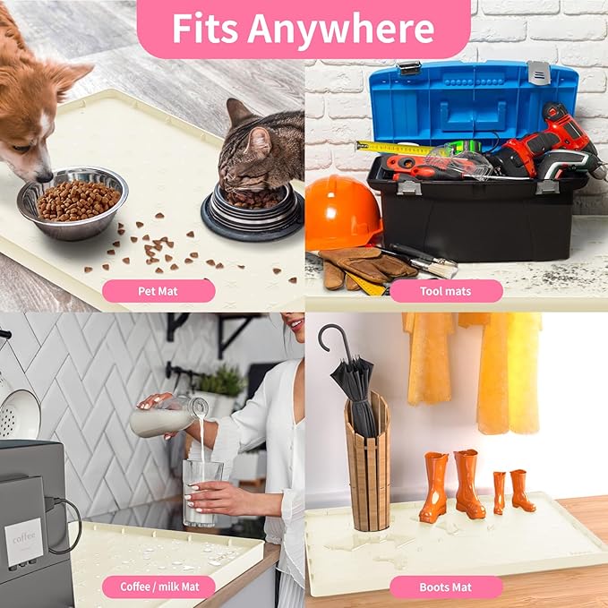 Sdpeia Under Sink Mat 22"×22" Waterproof Silicone Cabinet Liner & Sink Protector for Kitchen & Bathroom, Multi-Purpose Organizers Tray for Pets, Laundry, Cat Litter Mat