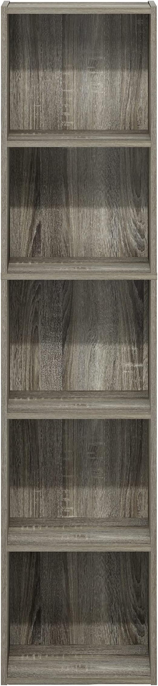 Furinno PASIR Book Shelf, 5-Tier Modern Bookshelf, Open Shelves Bookcase 9 x 12 x 52, for Living Room, Bedroom, Home Office, French Oak