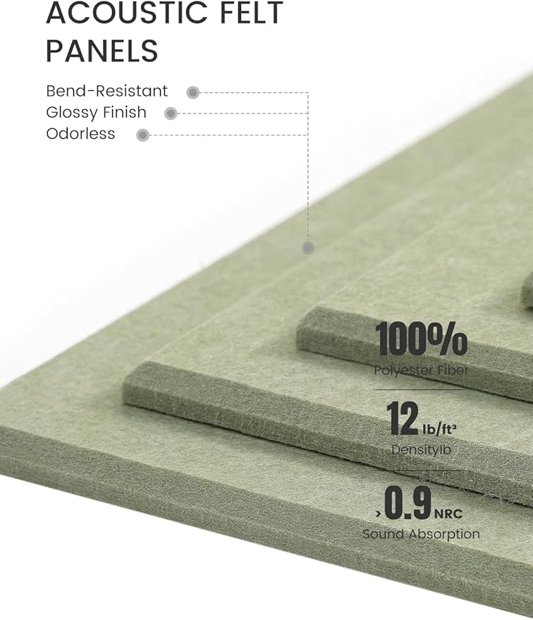 Large Felt Bulletin Board 48" x 36", 12-Pack 4-Compartment Wall Organizer, Cork Board Alternative with 70 Removable Adhesive Tabs, Modular Felt Panels for Home Office, Classroom and Study-Sage