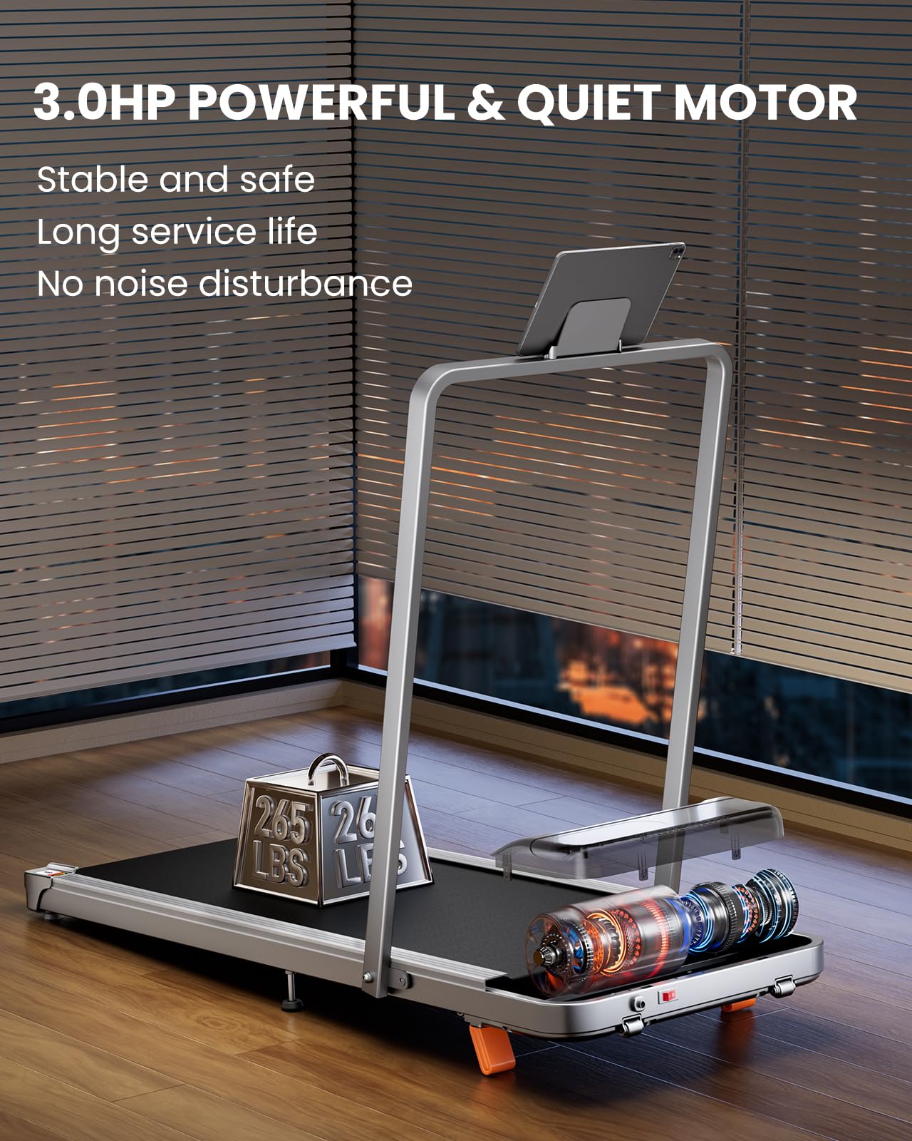 Walking Pad, Under Desk Treadmill with Incline for Home Office 2.5HP Portable Walking Treadmill with 265 Lbs Weight Capacity Walking Machine, Remote Control, LED Display Dormly