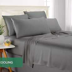 Pure Bamboo Twin Sheets, Genuine 100% Organic Viscose Derived from Bamboo Bed Sheet Set, Luxuriously Soft & Cooling, Double Stitching, 2 Year Quality Promise (Twin, Stone Grey)