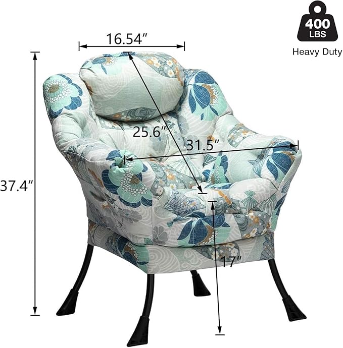 HollyHOME Lazy Chair with Armrest and Side Pocket, Comfy Accent Lounge Chair,Leisure Sofa Armchair for Living Room, Bedroom, Dorm, or Small Spaces, Oversized Reading Sofa Chair,Fan Print