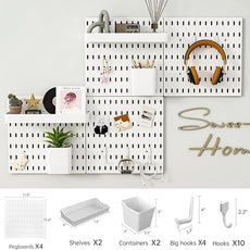 Revamp Your Space With A Versatile Pegboard Kit - Effortlessly Organize Home, Office, And Gaming Setup With Customizable Hanging Solutions (White)