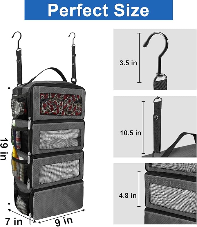 Suitcase Organizer, Travel Luggage Organizer Portable Hanging Travel Shelves Collapsible Hanging Packing Cubes for Carry on Suitcase