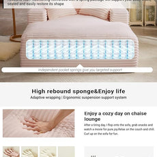 50 Inch Chaise Lounge Chair Indoor, Oversized Corduroy Upholstered Boneless Sofa Bed, Deep Seat Sleeper Couch Reading Chairs, Cloud Sofas Couches for Living Room, No Assembly Required (Pink)