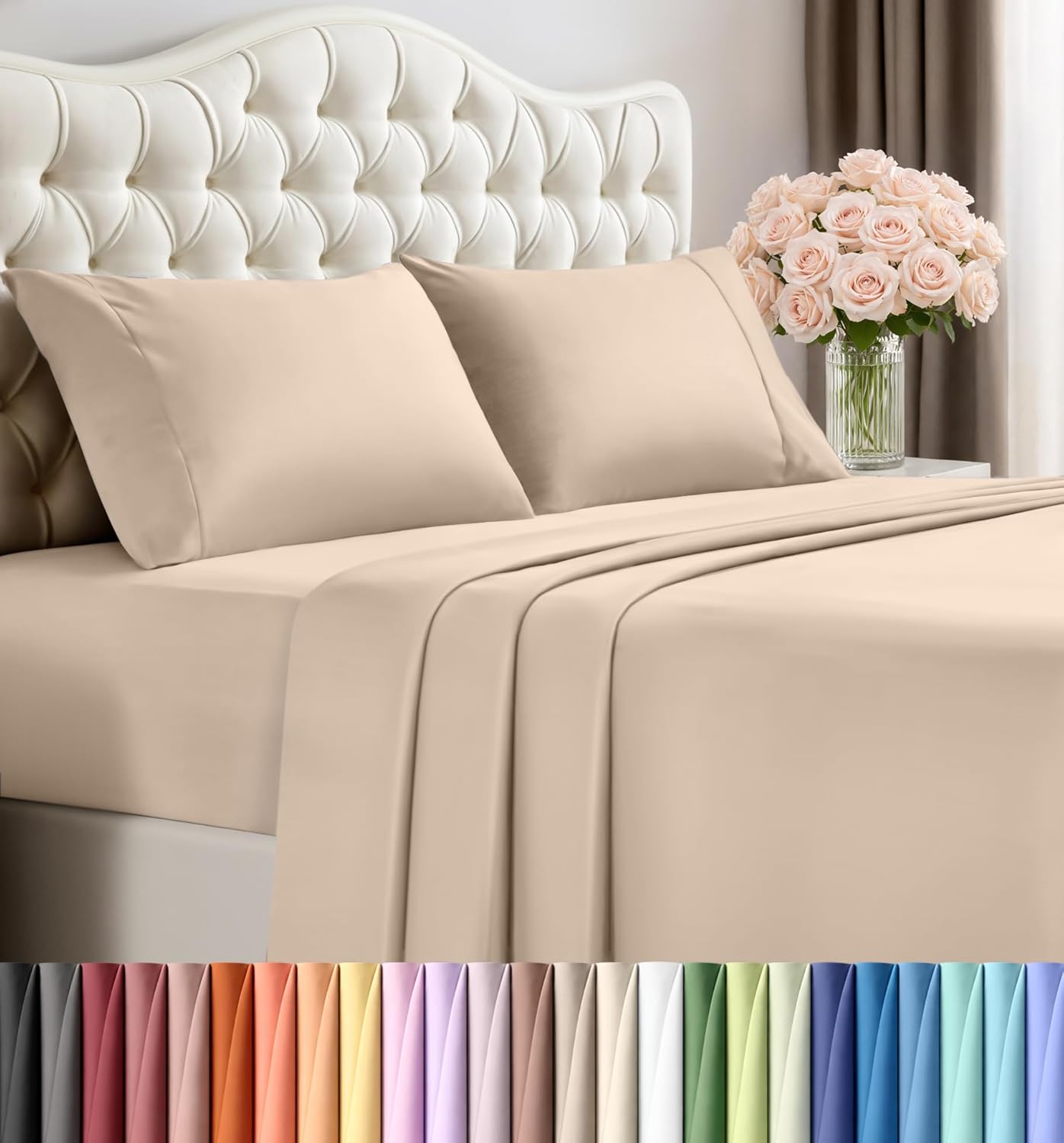 Utopia Bedding Queen Size Sheet Set – 4 Piece Bed Sheets, Soft and Breathable Microfiber, Includes 1 Fitted Sheet, 1 Flat Sheet and 2 Pillowcases – Oeko Tex (Grey) Dormly