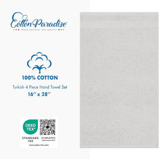 Cotton Paradise Hand Towels for Bathroom, 100% Cotton Turkish 4 Piece Hand Towel Set, Soft Absorbent Face Towels, Silver Grey Hand Towels