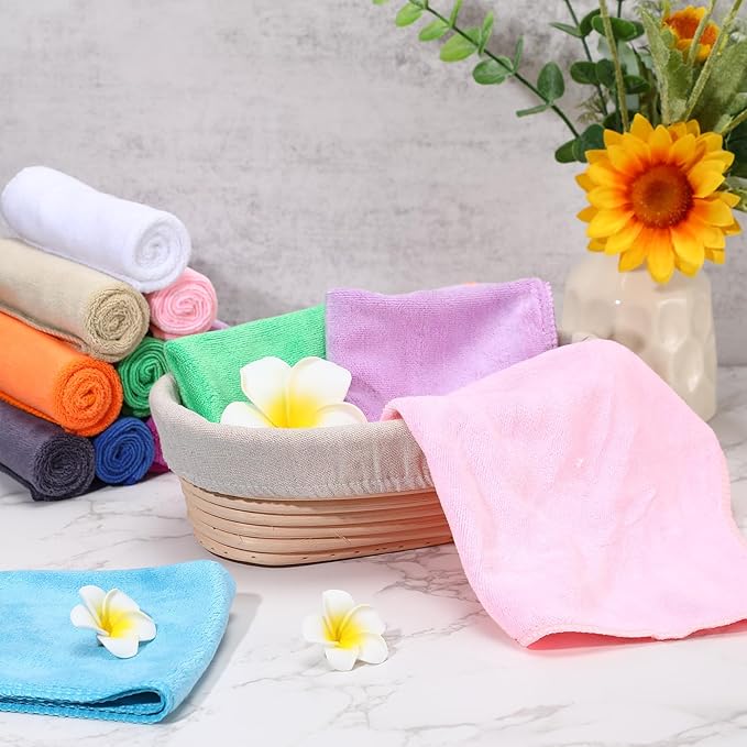 Newwiee 40 Pcs Wash Cloth Bulk Cotton Bath Hand Face Washcloths Soft Quick Drying Towel for Women Bathroom Washing Body Viscose Fiber Multipurpose Fingertip Rags(Bright Color,10 x 10 Inch)
