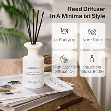 M&SENSE Reed Diffuser Set, 10.14 fl oz Large Reed Diffuser, Lavender Rosemary Scented with Natural Essential Oils, Long Lasting with 7 Sticks, Non-Toxic Home Fragrance Reed Diffuser for Bedroom
