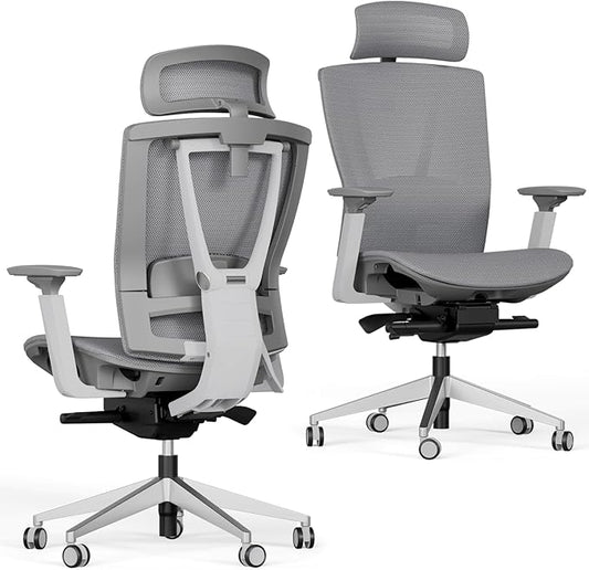 Autonomous ErgoChair Pro Ergonomic Office Chair Mesh Grey Adjustable Lumbar Support, Rolling Swivel - Home Office Desk Chairs with Wheels and Arms - Ergonomic Desk Chair Comfy for Gaming & Long Hours