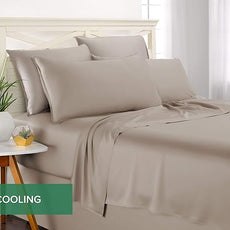 Pure Bamboo Full Sheets, Genuine 100% Organic Viscose Derived from Bamboo Bed Sheet Set, Luxuriously Soft & Cooling, Double Stitching, 2 Year Quality Promise (Full, Sand)