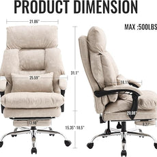 Office Chair with Footrest 500lbs,Reclining Leather Computer Chair for Heavy People, Big and Tall Comfy Executive Desk Chair with Lumbar Support & Pillow Black,High Back Vintage Color