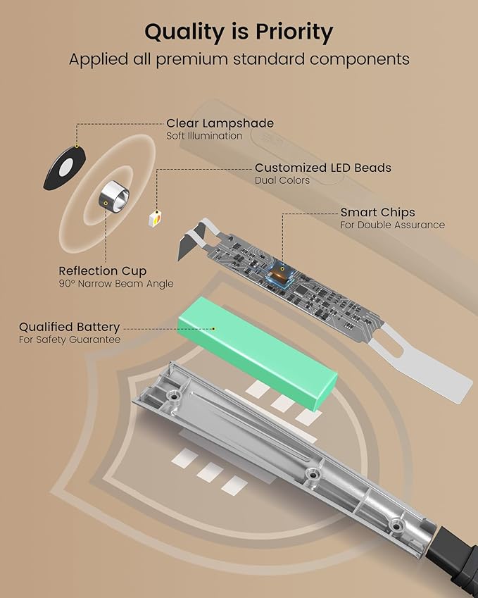 Glocusent Upgraded LED Neck Reading Light, Book Light for Reading in Bed, 30-min Timer, 3 Colors & 3 Brightness Adjustable, Rechargeable & Long Lasting, Perfect for Reading, Knitting