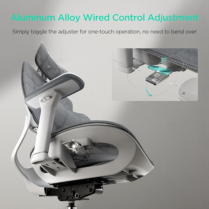 Hbada E2 Ergonomic Office Chair, Big and Tall Mesh Office Chair with 6-Way Dynamic Lumbar Support, 3D Adjustable Armrests, 3D Adjustable Headrest, High Back for Gaming Chair, White(No Footrest)