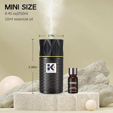 Essential Oil Diffuser with Night Light, 250ml Ultrasonic Humidifier with Negative Ions, 3 Mode Cool Mist Aroma Machine with 10ml Essential Oil for Home (Black, Lavender)