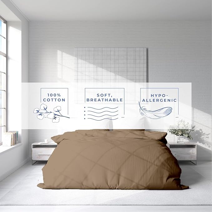 Kotton Culture 1 Pc 120"x120" Duvet Cover Super King Plus/Super Oversize King Size 100% Egyptian Cotton - 600 TC Comforter Cover, Zipper Closure & Corner Ties - Fits Only Extra Large Inserts - Taupe