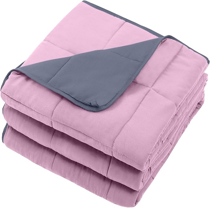Weighted Blanket for Adults 25lbs, 88"x104", Cal King Cooling Heavy Throw Blanket for 220-280lbs, Microfiber Soft Thick Big Blankets Weighted Comforter Gift for Sleeping, Pink Grey