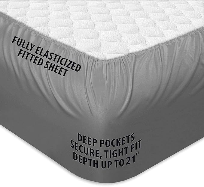 COONP Super Queen Mattress Topper, Extra Thick Pillowtop, Cooling Plush Mattress Pad Cover Bed Topper Protector with 8-21 Inch Deep Pocket (Grey, Super Queen)