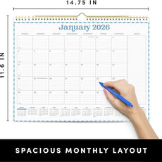 PAPERAGE 2026 Calendar, 12 Months (January 2026 - December 2026), Medium (11.5 in x 14.75 in), Minimalist Wall and Desk Calendar with Monthly Views, Yearly Plans & Notes Section – Pastel