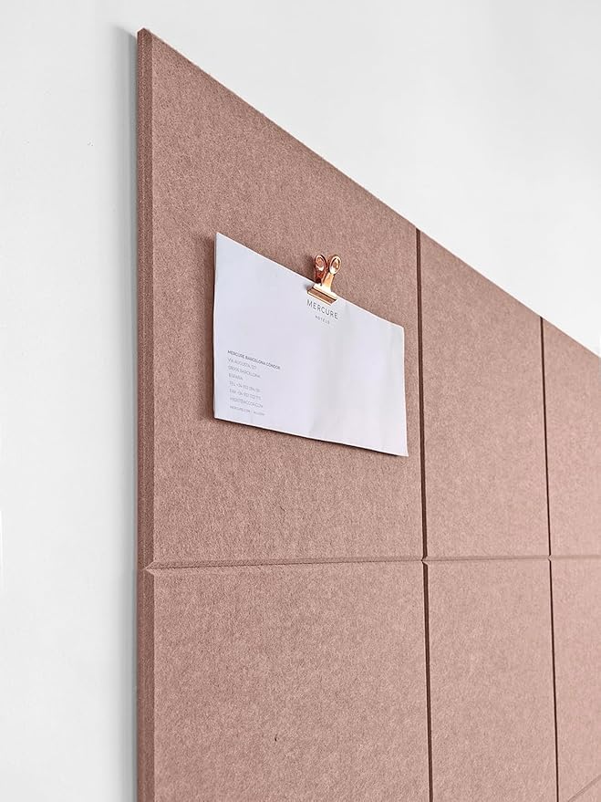 Felt Wall Tiles | Large Cork Board Alternative | Aesthetic Felt Bulletin Board for Office, Home & Classroom | Large Cork Boards for Walls Pinboard (12-Pack) | Terracotta