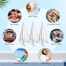 16 Pack Microfiber Bath Towels Bulk 27'' x 60'' Oversized Size Bath Towel Highly Absorbent Extra Large Soft Drying for Shower Beach Winter Salon Sport Gym Party (Lattice,White)