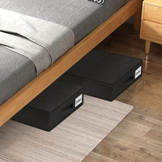 punemi Under Bed Storage Containers, 4.5 Inches Tall Low Profile Underbed Clothes Storage Organizer Bin with Sturdy Side & Bottom, Use as Shallow Dorm Storage Under Bed, Flat Clothes Organizer, Black