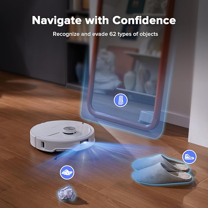 roborock Qrevo Master Robot Vacuum and Mop Combo, 10,000Pa Suction, FlexiArm Design Side Brush & Mop, Auto Mop Washing & Drying, Self-Emptying&Refilling, White (Renewed)