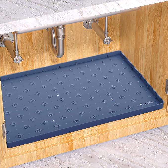 Sdpeia Under Sink Mat 34"×22" Waterproof Silicone Cabinet Liner & Sink Protector for Kitchen & Bathroom, Multi-Purpose Organizers Tray for Pets, Laundry, Cat Litter Mat