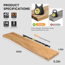 Floating Shelves for Wall, Live Edge 40