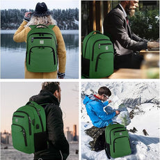 Laptop Backpack,Business Travel Anti Theft Slim Durable Laptops Backpack with USB Charging Port,Water Resistant College Computer Bag for Women & Men Fits 15.6 Inch Laptop and Notebook-Green