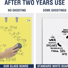 TSJ OFFICE Glass Dry-Erase Board - 36 x 24 Inches Wall Mounted Magnetic Whiteboard, Large Frameless Glass White Board for Office, Home & School, Yellow