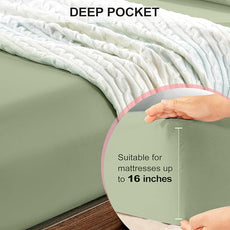 FreshCulture Full Fitted Sheet - Hotel Quality Fitted Sheet - Ultra Soft & Breathable - Brushed Microfiber - Deep Pocket - Cooling Fitted Sheets for Full Size Bed (Sage Green)