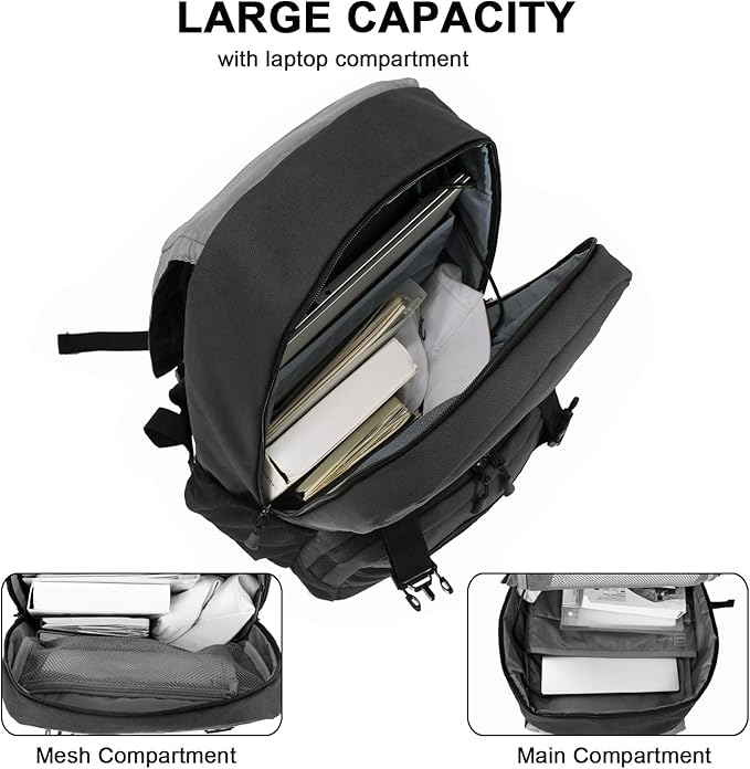 WOLT Laptop Backpack with USB Charging Port Fits Up to 17 Inch Laptop, College Backpack for Men Women, Computer Business Bookbag, Black
