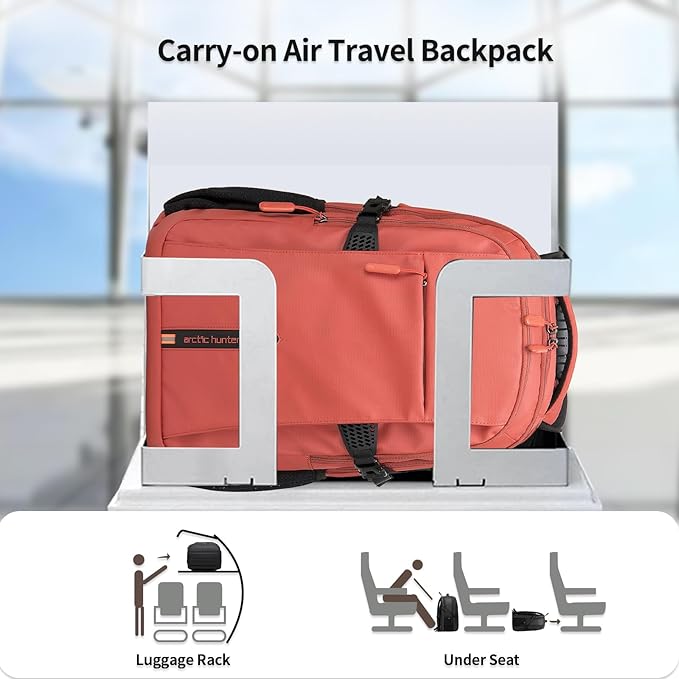 ARCTIC HUNTER AH Orange (Yellow) 15.6 In Laptop Travel Backpack for Couple Women Men, 30L Anti-Theft Compact Carry on Travel Flight Approved for Work, Commuting, and Weekend Casual Daypack